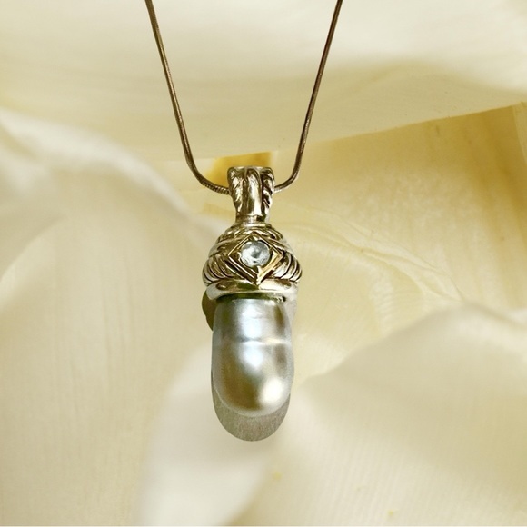 Judith Ripka Sterling Silver Gray Pearl Enhancer Pendant...